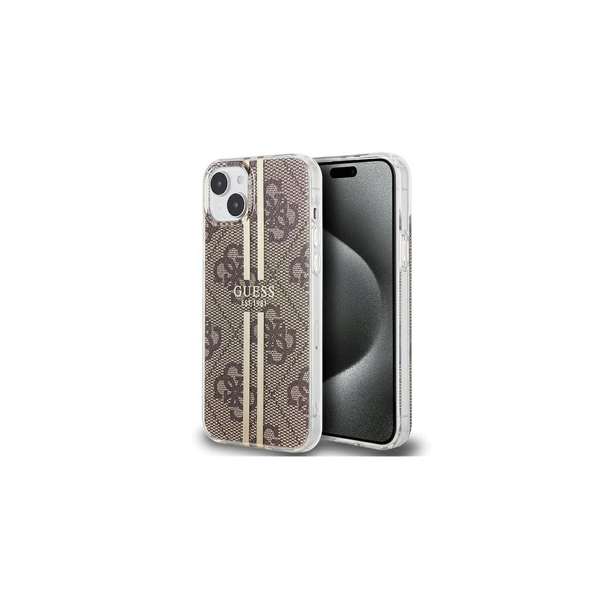 GUESS futerał do IPHONE 15 GUHCP15SH4PSEGW (4G Gold Stripe) brązowy