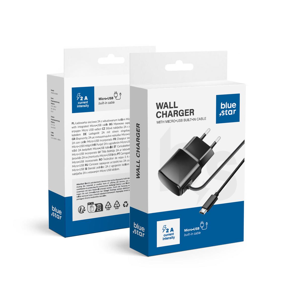 Ładowarka sieciowa do telefonu Blue Star 2A 10W z kablem Micro USB TFK-TC-1100B czarna