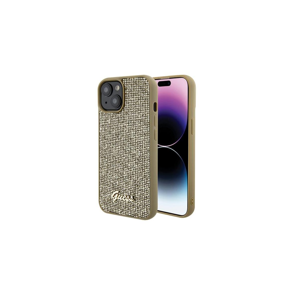 GUESS futerał do IPHONE 13 / 14 / 15 GUHCP15SPMSDGSD (Disco Metal Script) złoty
