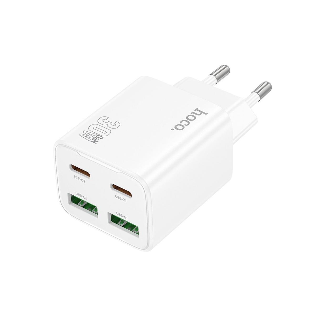 Ładowarka sieciowa do telefonu Hoco 2 x USB C + 2 x USB A QC3.0 PD 3A 30W N56 biała