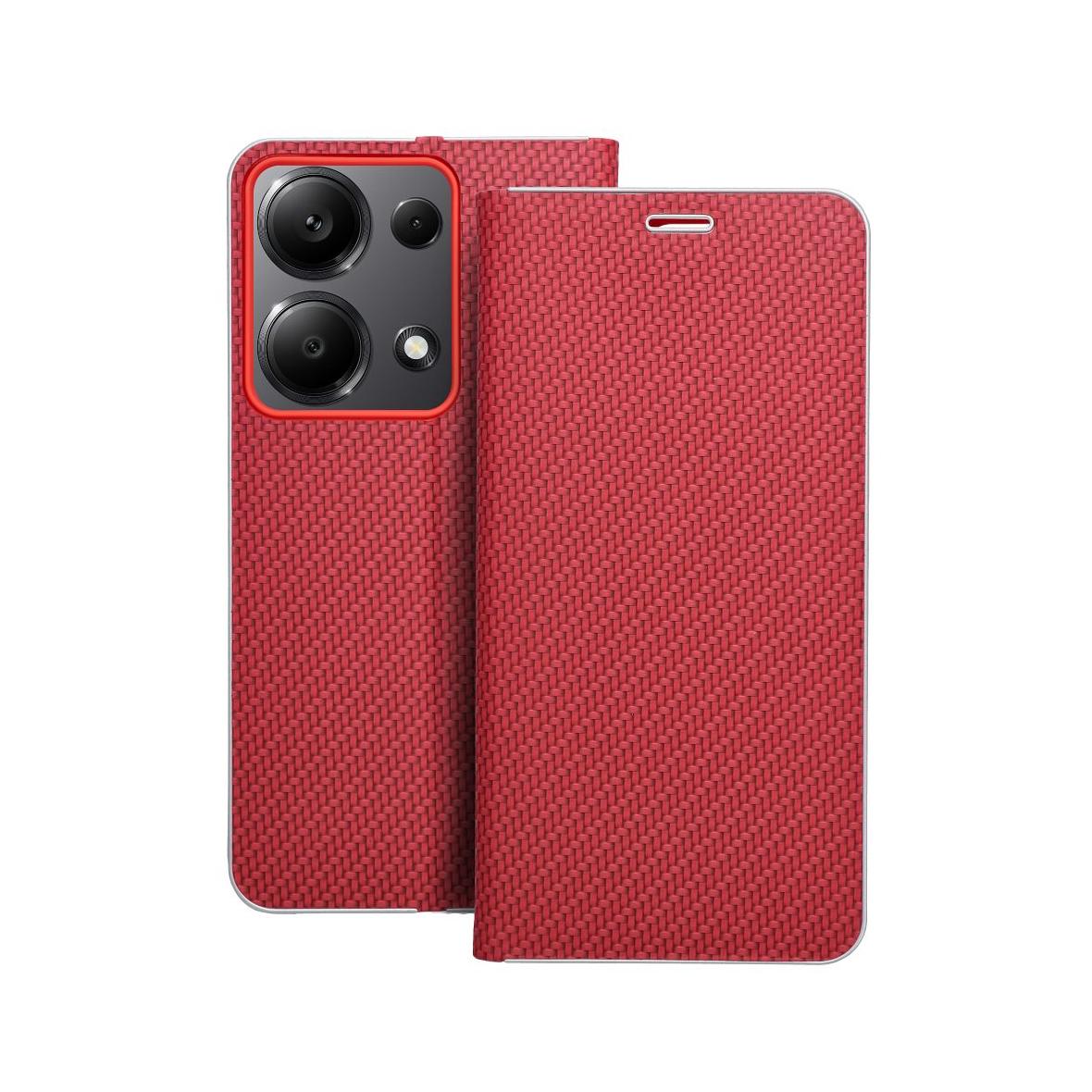 Etui z klapką na Xiaomi Redmi NOTE 13 PRO 4G / Poco M6 PRO 4G Luna Book Carbon czerwone