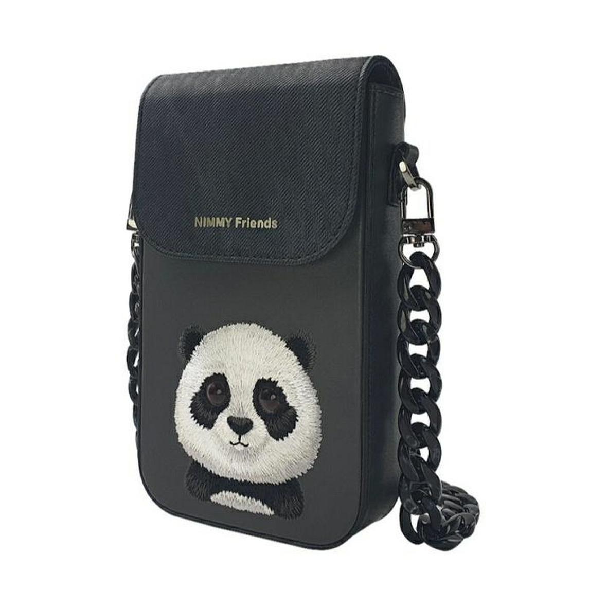 NIMMY zestaw 3w1 torebka na telefon + protfel + etui na lokalizator BIG EYED PET 2.0 Panda czarny