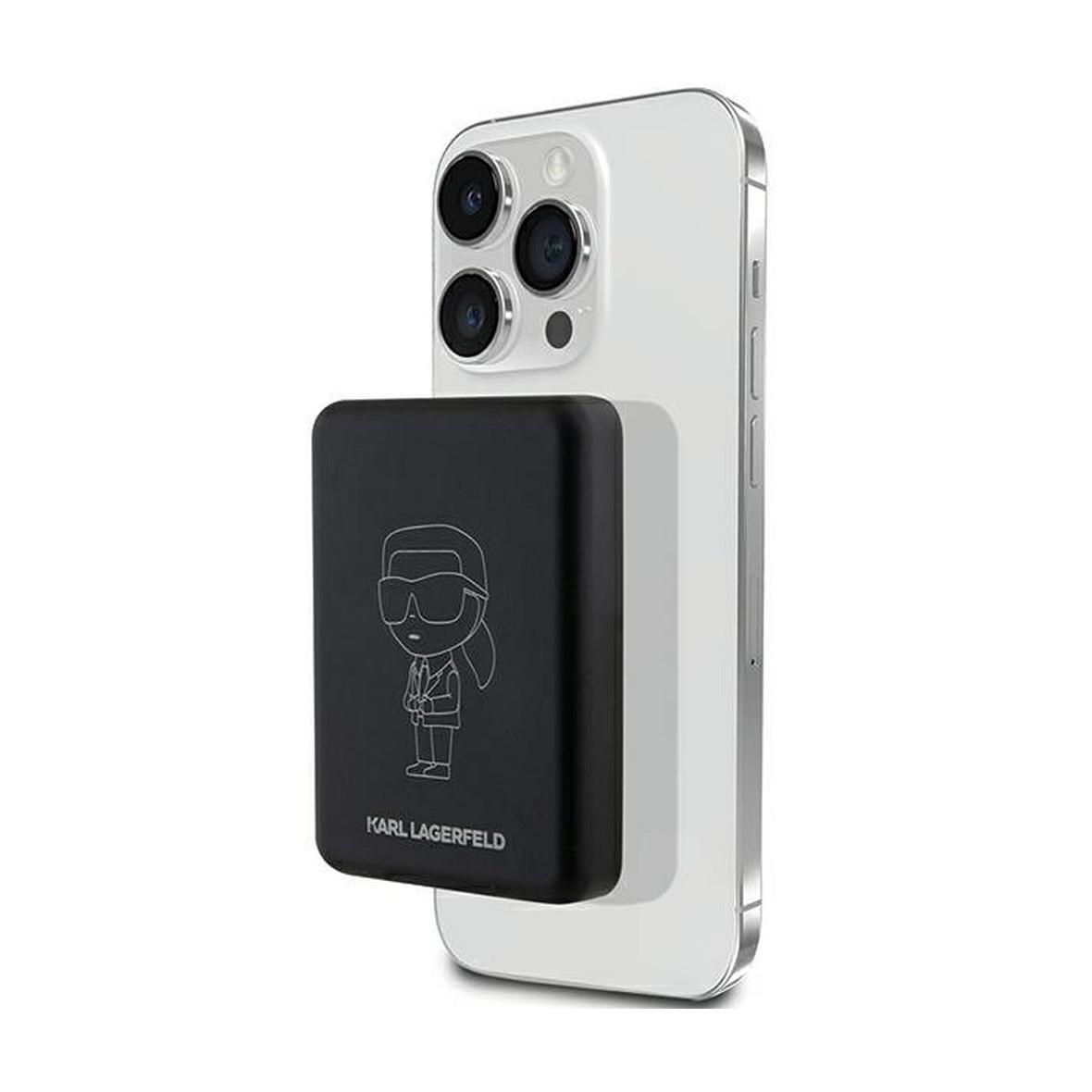 KARL LAGERFELD powerbank 5000 mAh z ładowaniem indukcyjnym kompatybilny z MagSafe 15W KLPBM5KIOTTGK czarny