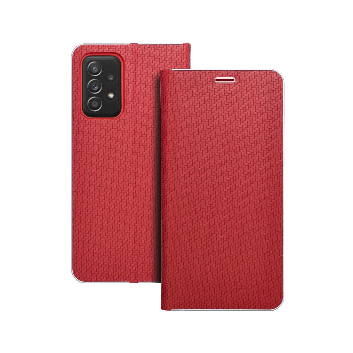 Etui z klapką na Samsung A52 5G / A52 LTE ( 4G ) / A52s 5G Luna Book Carbon czerwone