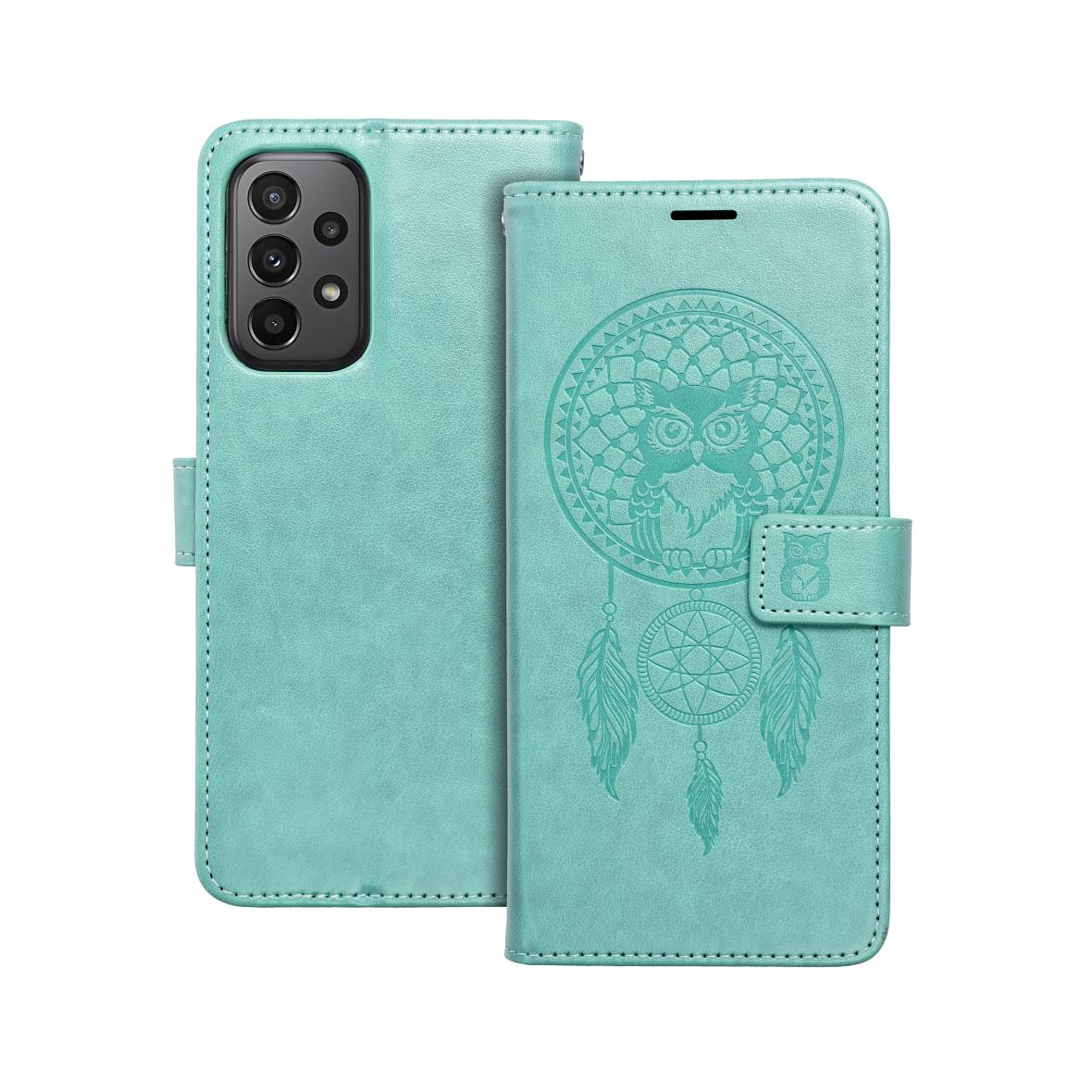 Etui z klapką na Samsung A23 5G Mezzo Book łapacz snów zielone
