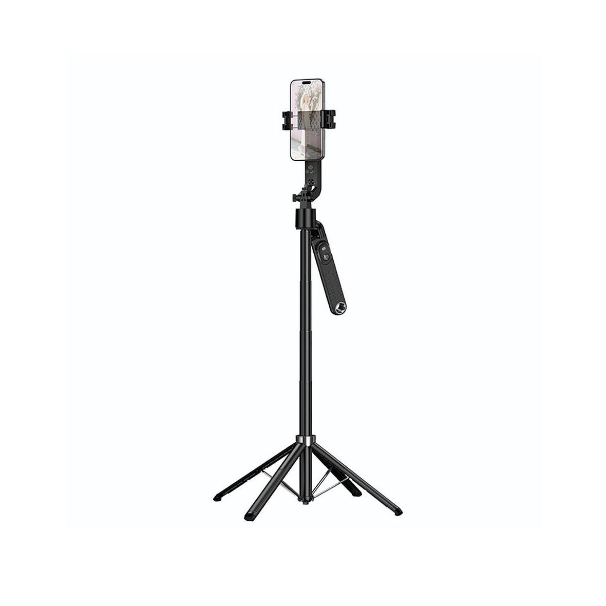 Selfie stick Hoco tripod z pilotem bezprzewodowym obrotowy 360 stopni z automatycznym śledzeniem twarzy K32 czarny
