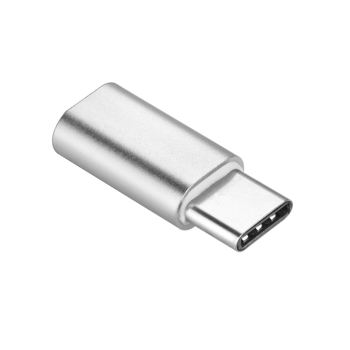 Adapter Micro USB (żeński) do Typ C (męski) [PA30] srebrny