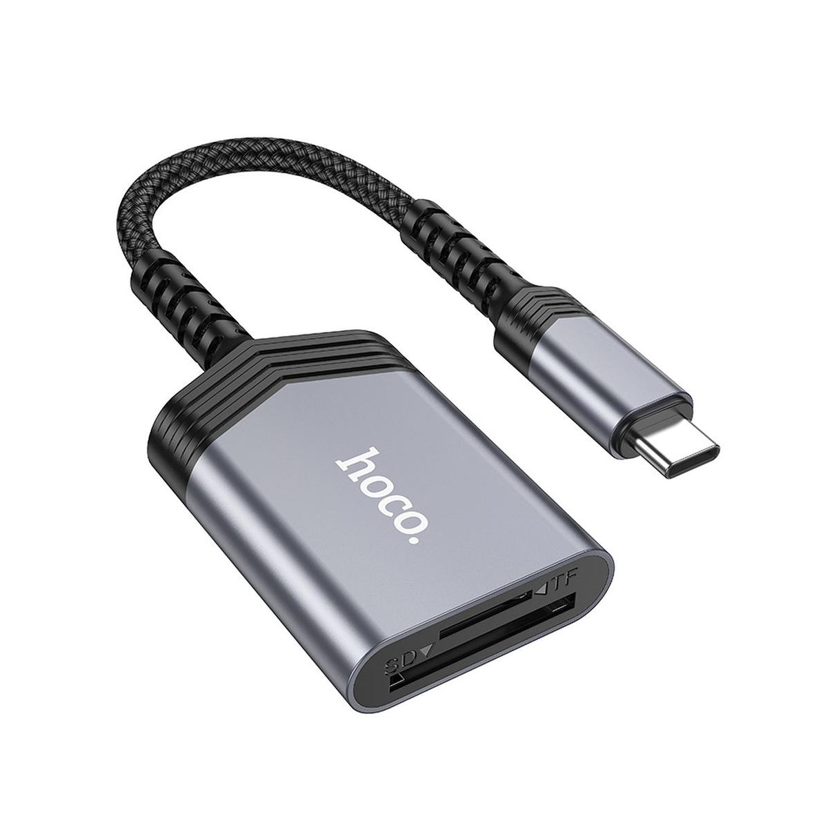 Czytnik kart SD / TF Hoco USB C UA25 szary