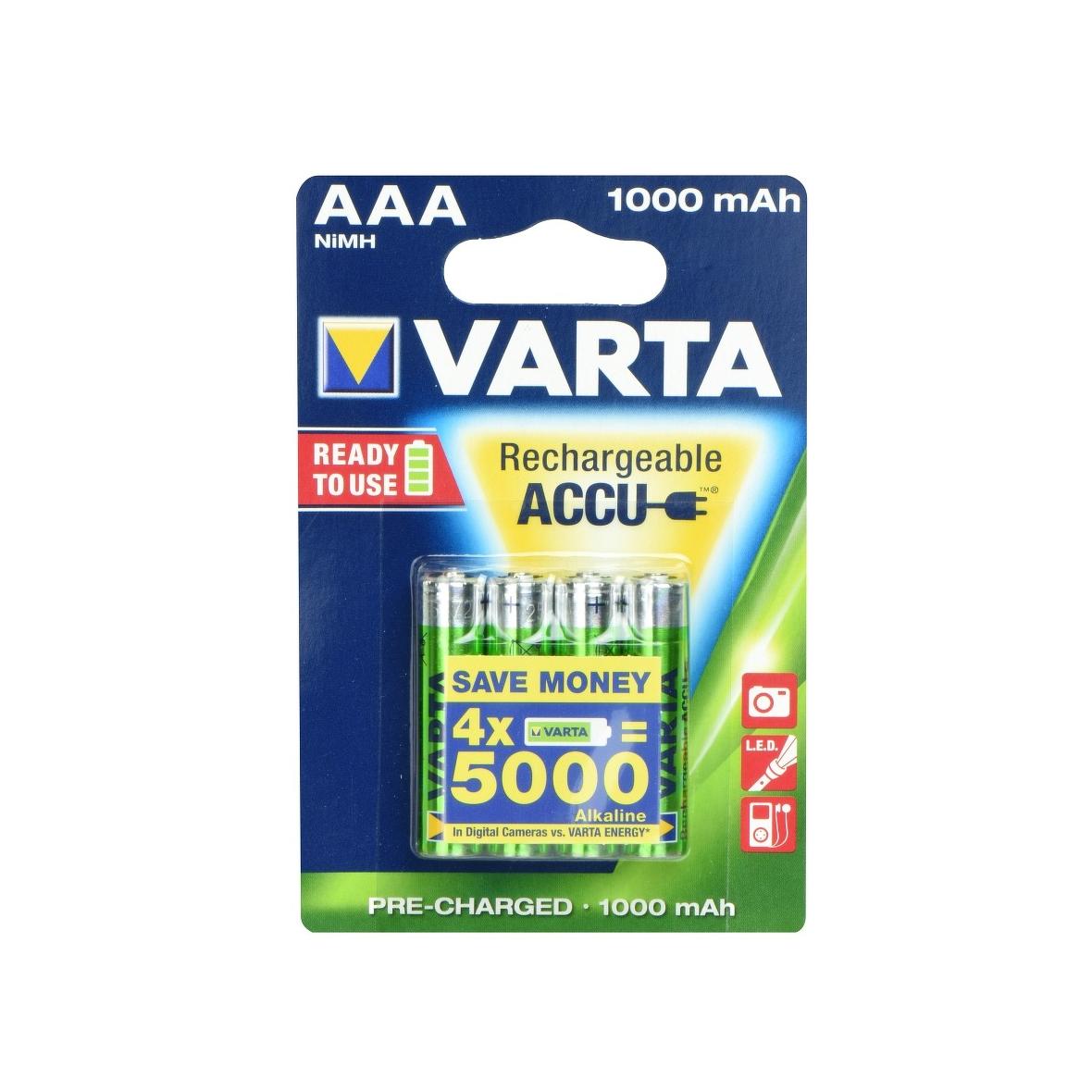 VARTA bateria akumulatorowa R3 (AAA) 1000 mAH ready to use 4 szt