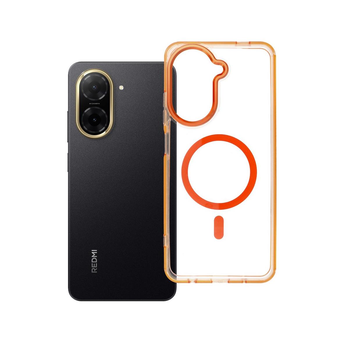 Futerał do Xiaomi Redmi A5 Frame Clear Hybrid Mag Cover zgodny z MagSafe pomarańczowy