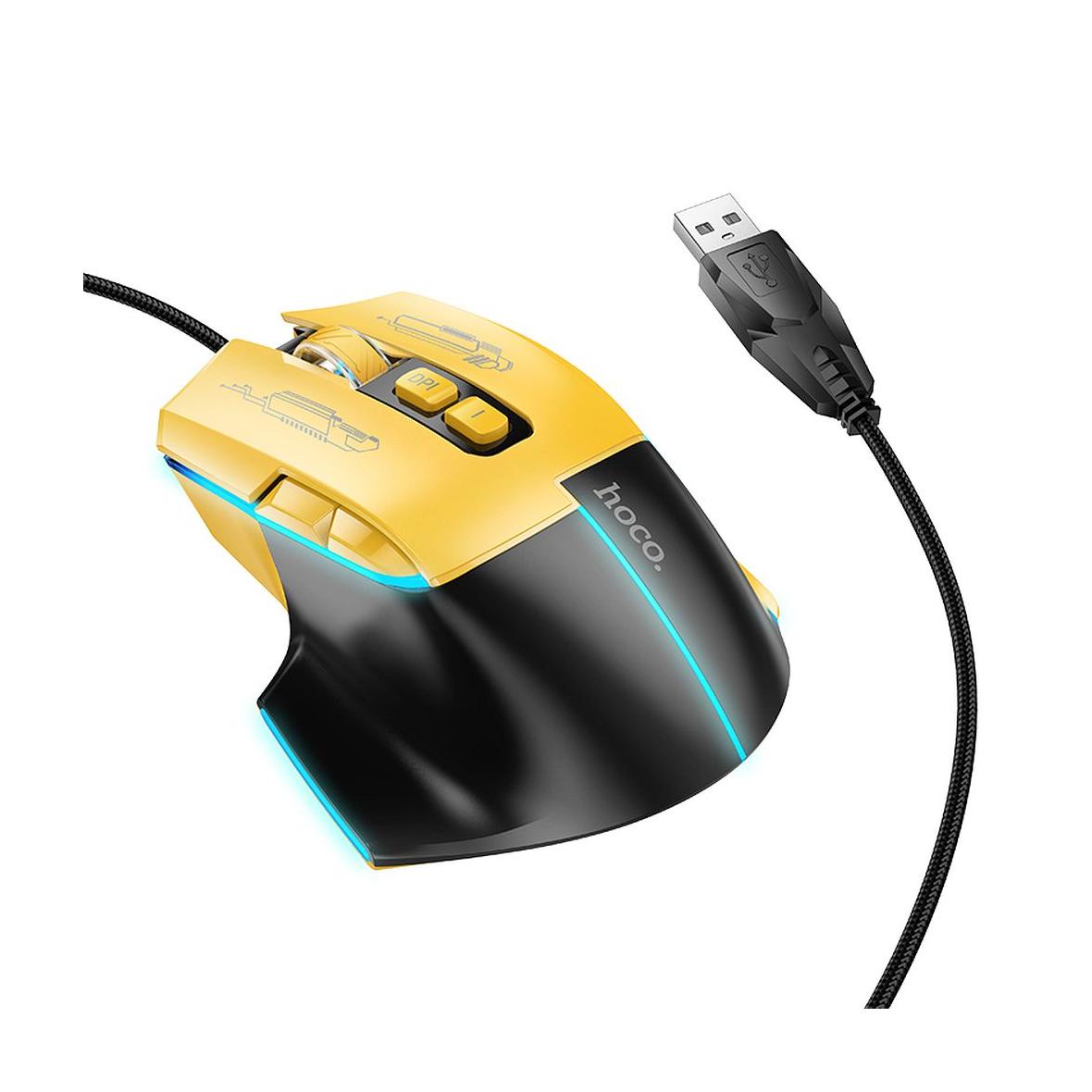 Myszka przewodowa gamingowa Hoco USB A 3600 dpi GM31 czarno żółta
