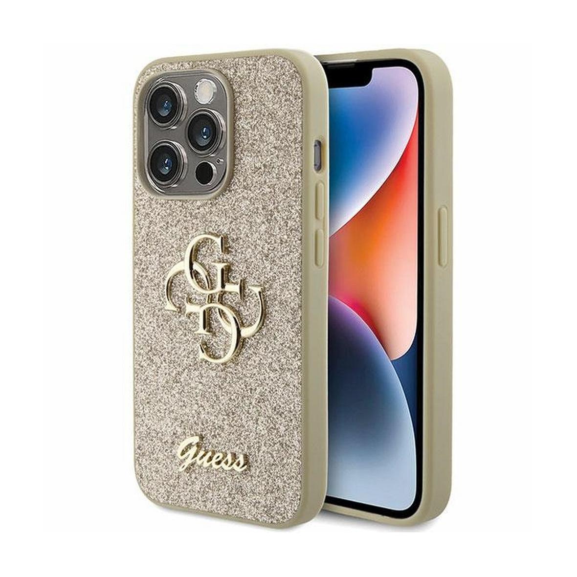 GUESS futerał do IPHONE 15 Pro Max GUHCP15XHG4SGD (Fixed Glitter Big 4G) złoty
