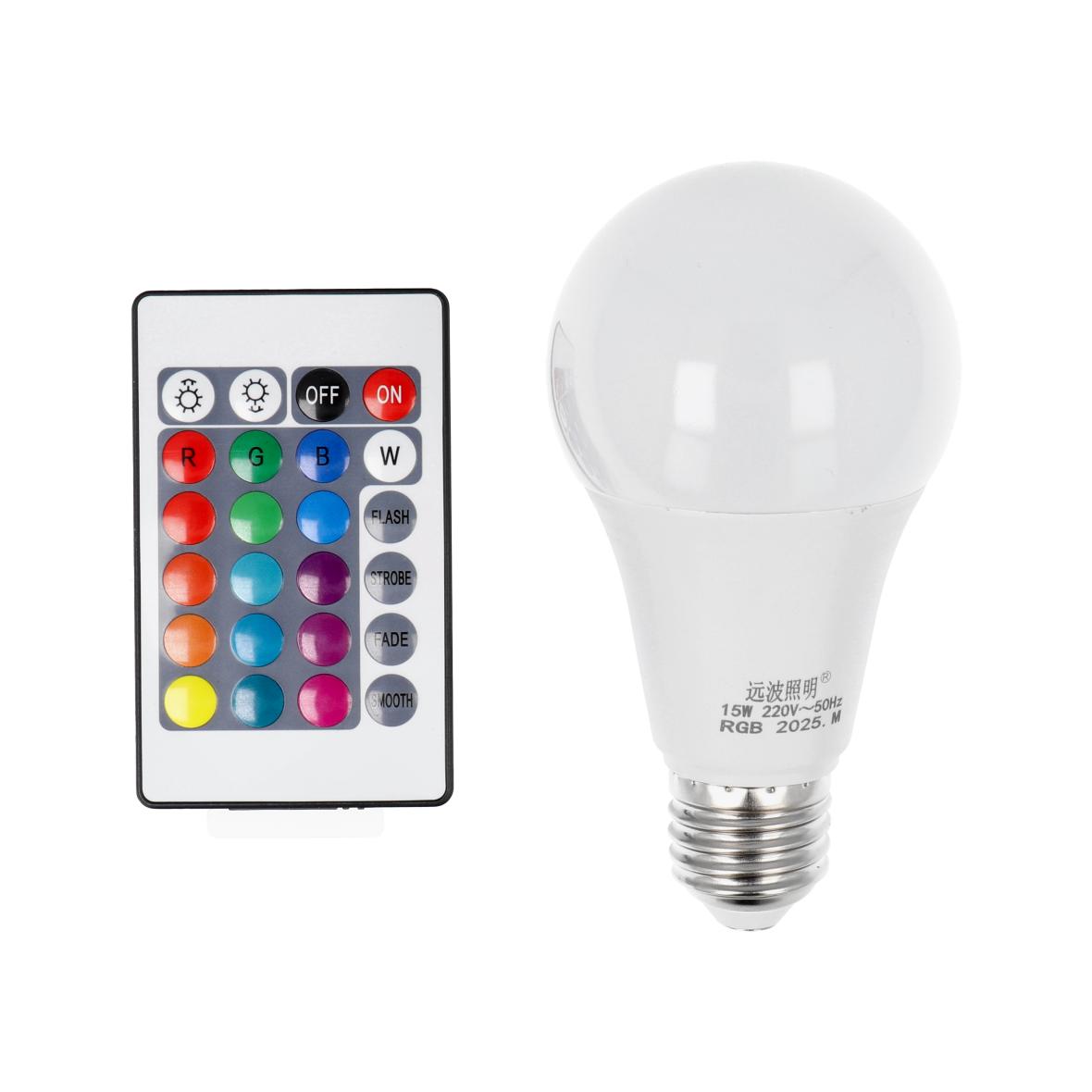 Żarówka LED RGB 15W E27 A65 wielokolorowa