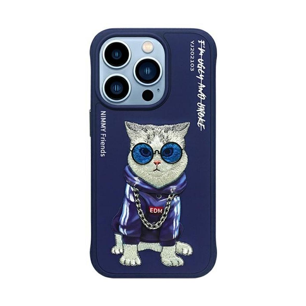 NIMMY futerał GLASSES COOL CAT do IPHONE 15 Pro niebieski