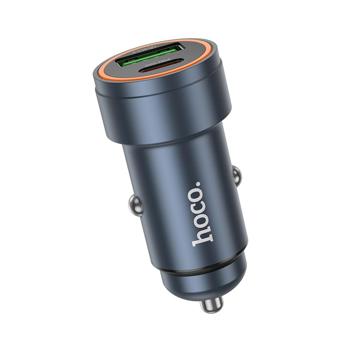Ładowarka samochodowa Hoco USB A + USB C QC3.0 PD 3A 30W Z57A szara