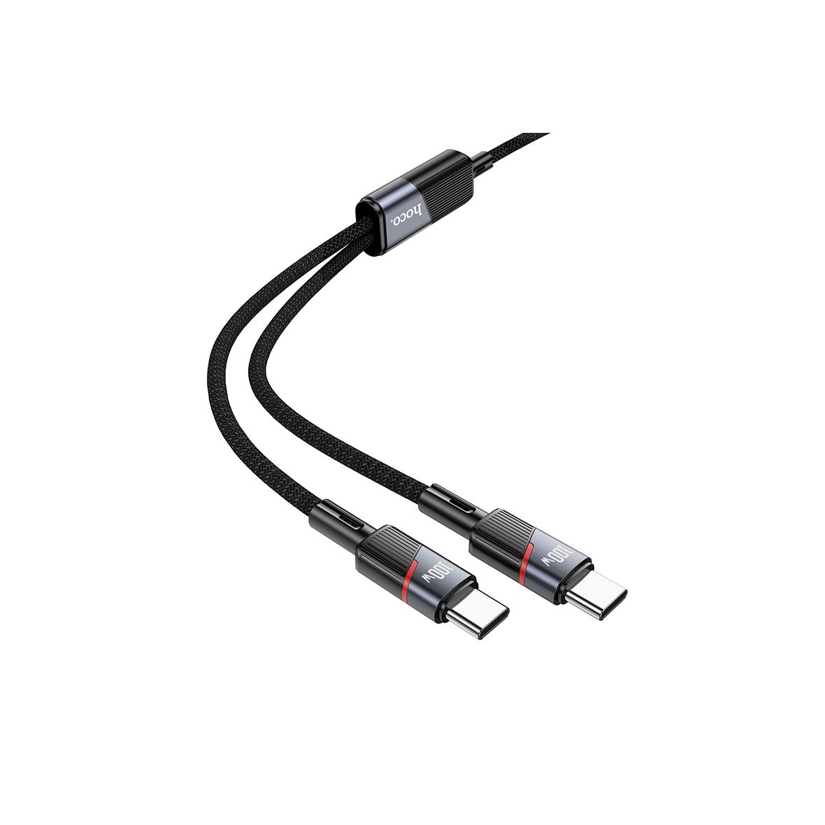 Kabel 2w1 USB C do USB C / USB C Hoco 5A 100W 1,2 m U139 czarny