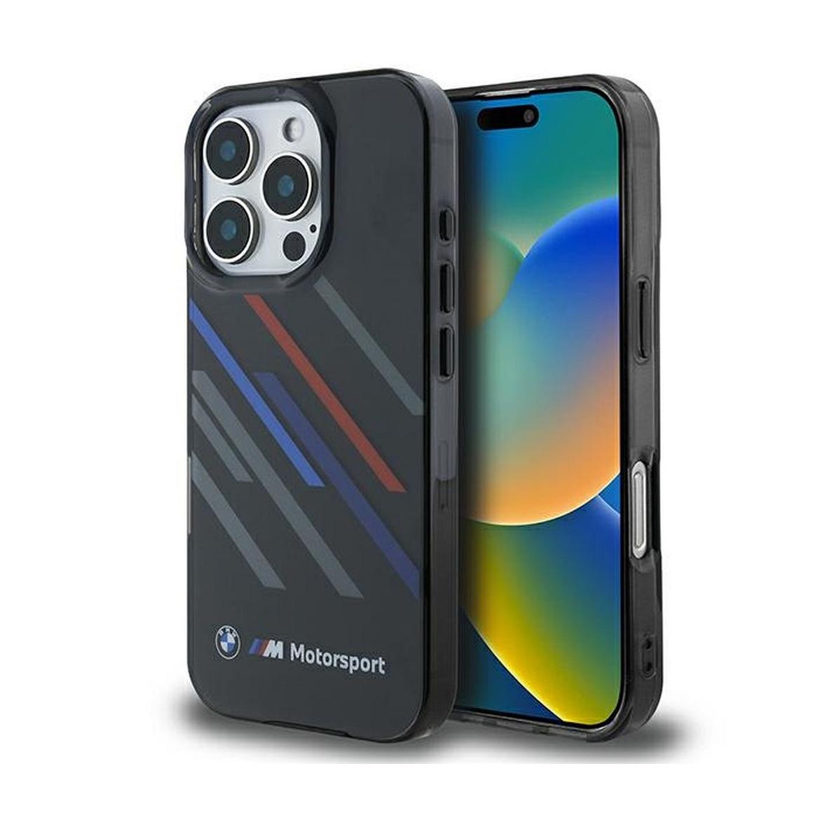 BMW futerał do IPHONE 16 Pro BMHCP16L23HTRAK (Motorsport IML Random Stripes) black