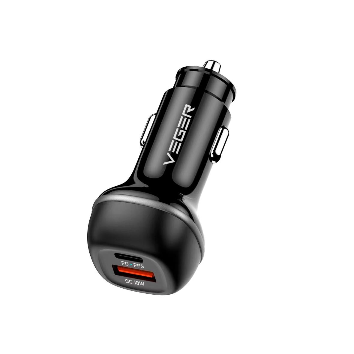 Ładowarka samochodowa VEGER USB A + USB C QC PD 51W CC62-1A1C czarna