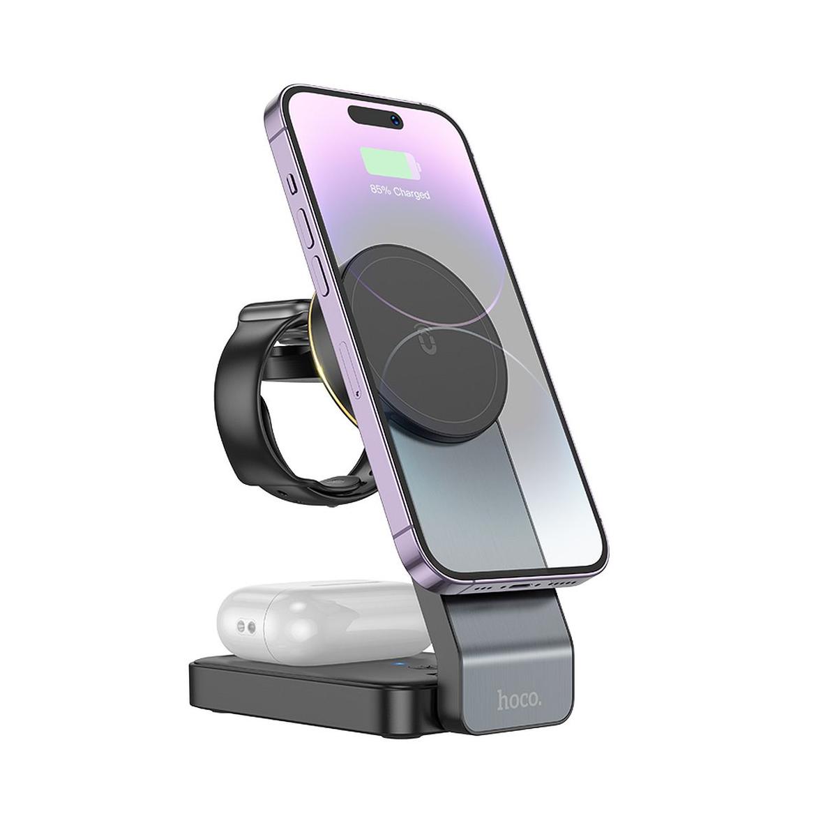 Ładowarka indukcyjna Hoco 3w1 15W zgodna z MagSafe CQ3 czana