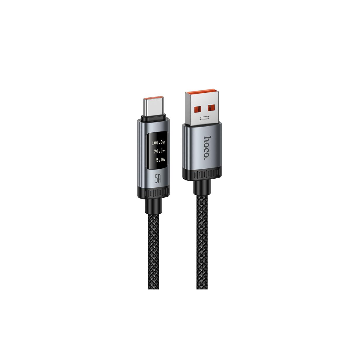 Kabel USB A do USB C Hoco PD 6A 100W 1,2m z wyświetlaczem U148 czarny