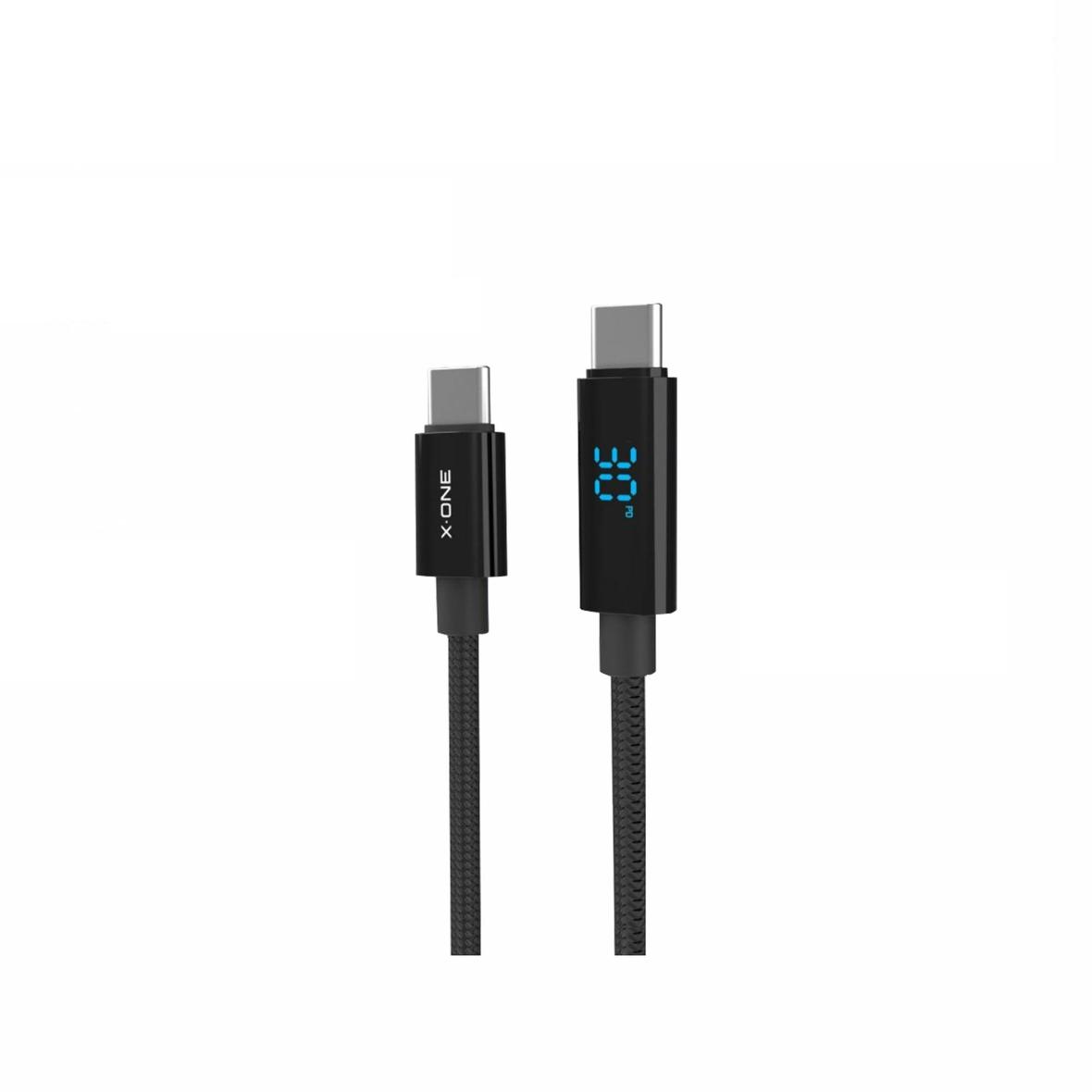 Kabel USB X-ONE BoltLink LED Display - typ C do C max 100W 1,2m czarny
