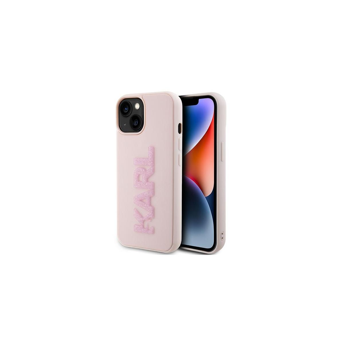 KARL LAGERFELD futerał do IPHONE 15 KLHCP15S3DMBKCP (3D Logo Glitter) różowy