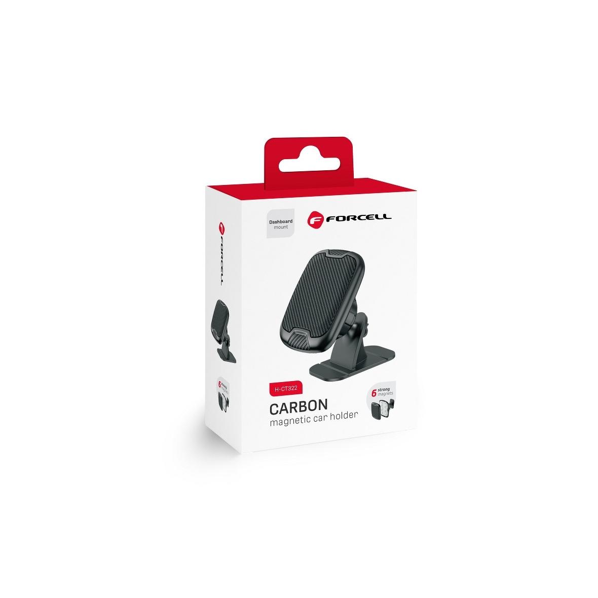 Uchwyt na telefon do samochodu magnetyczny Forcell F-Grip Carbon H-CT322 do deski czarny