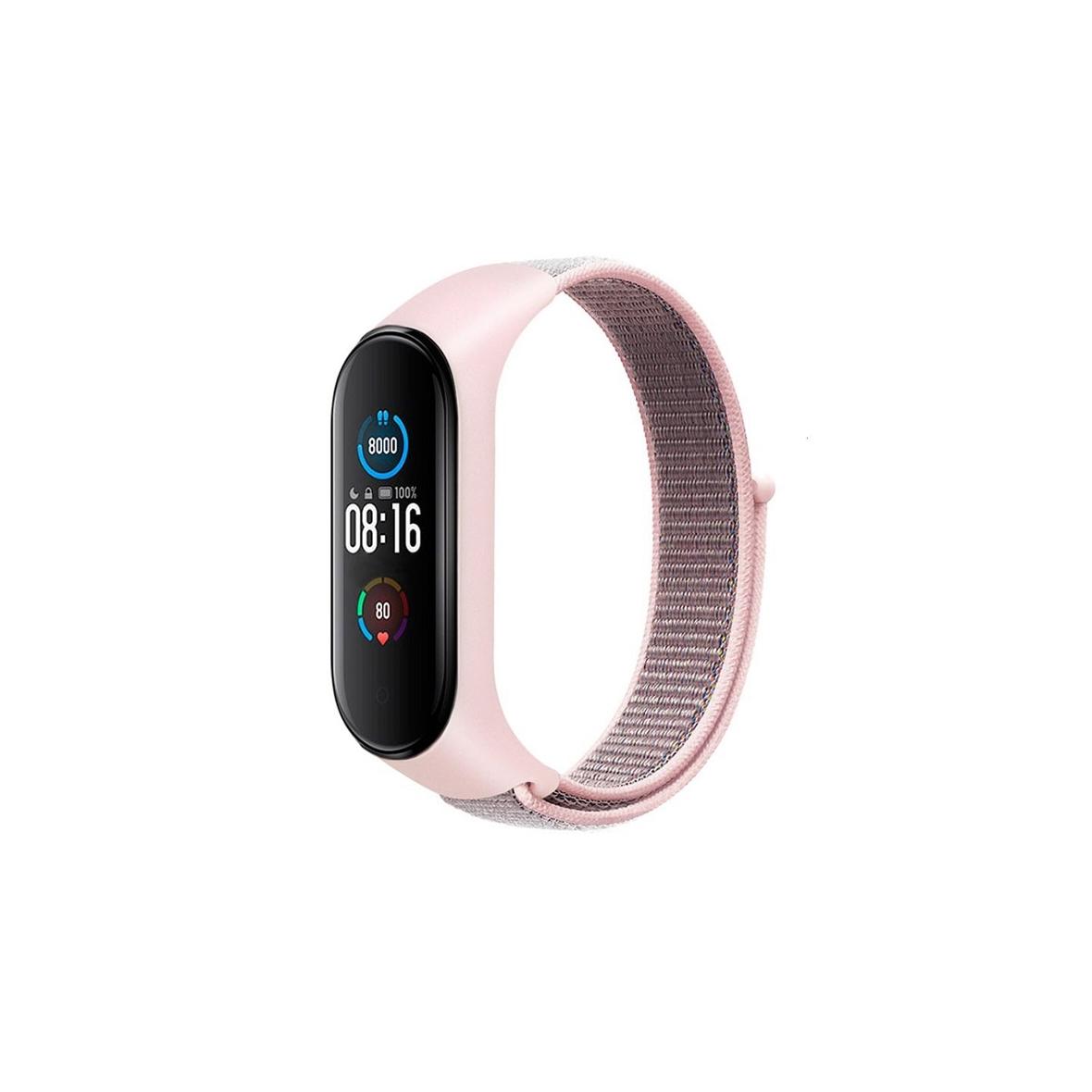 Pasek nylonowy do XIAOMI Mi Band 5 / 6 / 7 różowa (07)