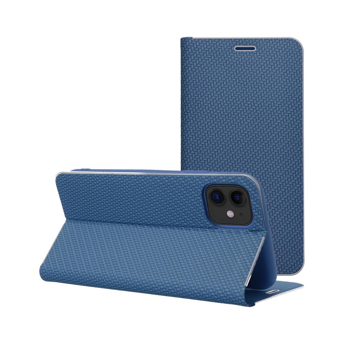Etui z klapką na iPhone 17 PRO Luna Book Carbon niebieskie