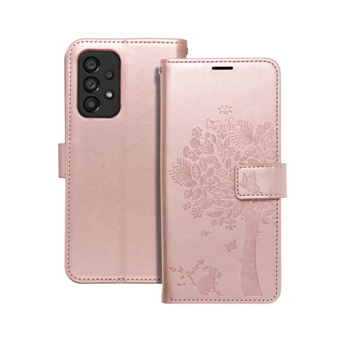 Etui z klapką na Samsung A53 5G Mezzo Book drzewo złoto-różowe
