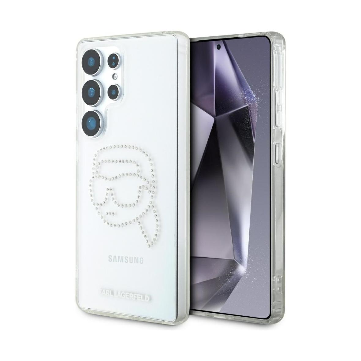 KARL LAGERFELD futerał do SAMSUNG S25 Ultra KLHCS25LHKHDCELT (IML Rhinestones K Head) transparentny