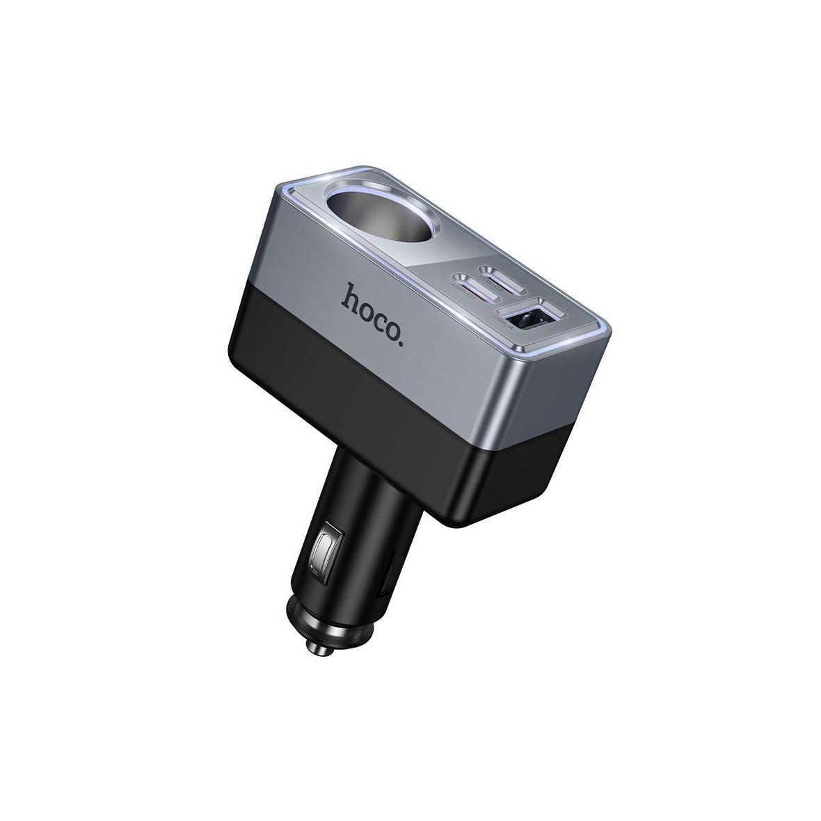 Ładowarka samochodowa Hoco z rozdzielaczem 1xUSB A + 2xUSB C + 1 port zapalniczki QC3.0 PD 165W/24V Z65A czarna