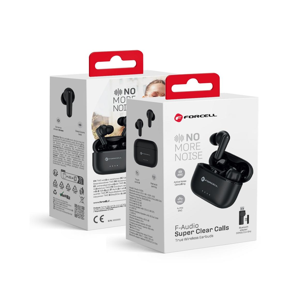 Słuchawki bezprzewodowe douszne Forcell F-Audio Super Clear Calls ANC + ENC + DONGLE czarne
