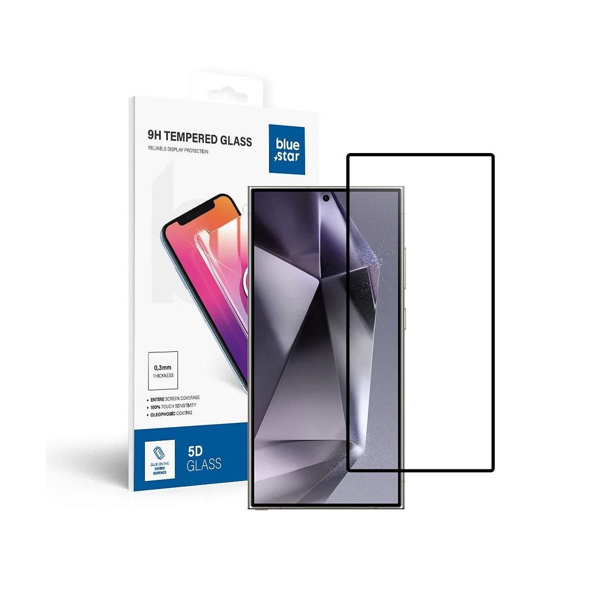Szkło hartowane do Samsung Galaxy S25 ULTRA (full glue / case friendly / działający czytnik) Blue Star 5D czarne