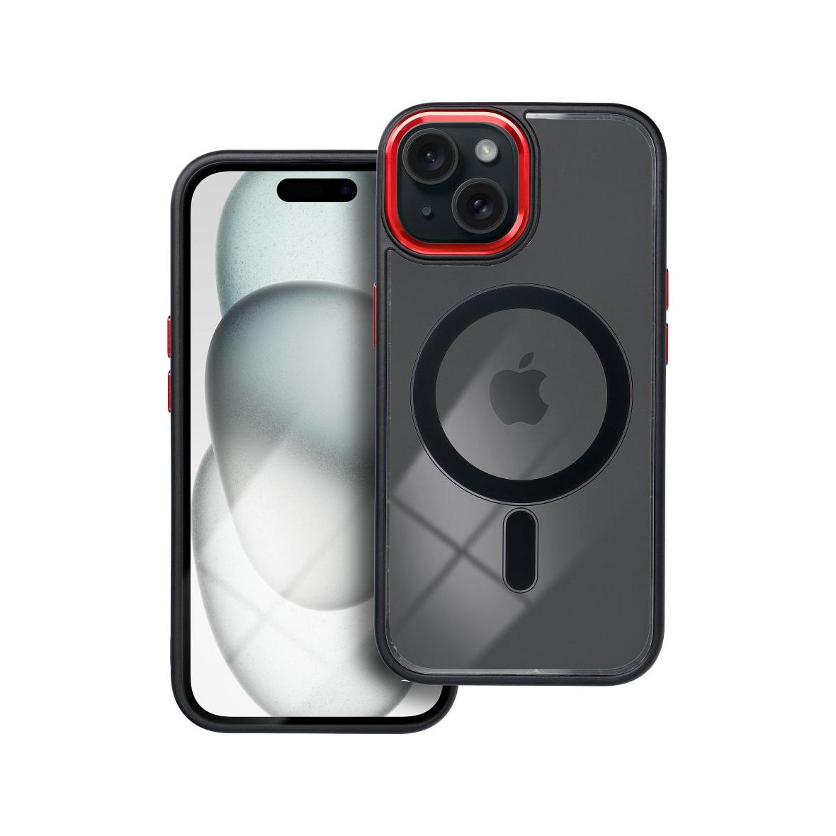 Futerał COLOR EDGE MAG COVER kompatybilny z MagSafe do IPHONE 15 czarno czerwony