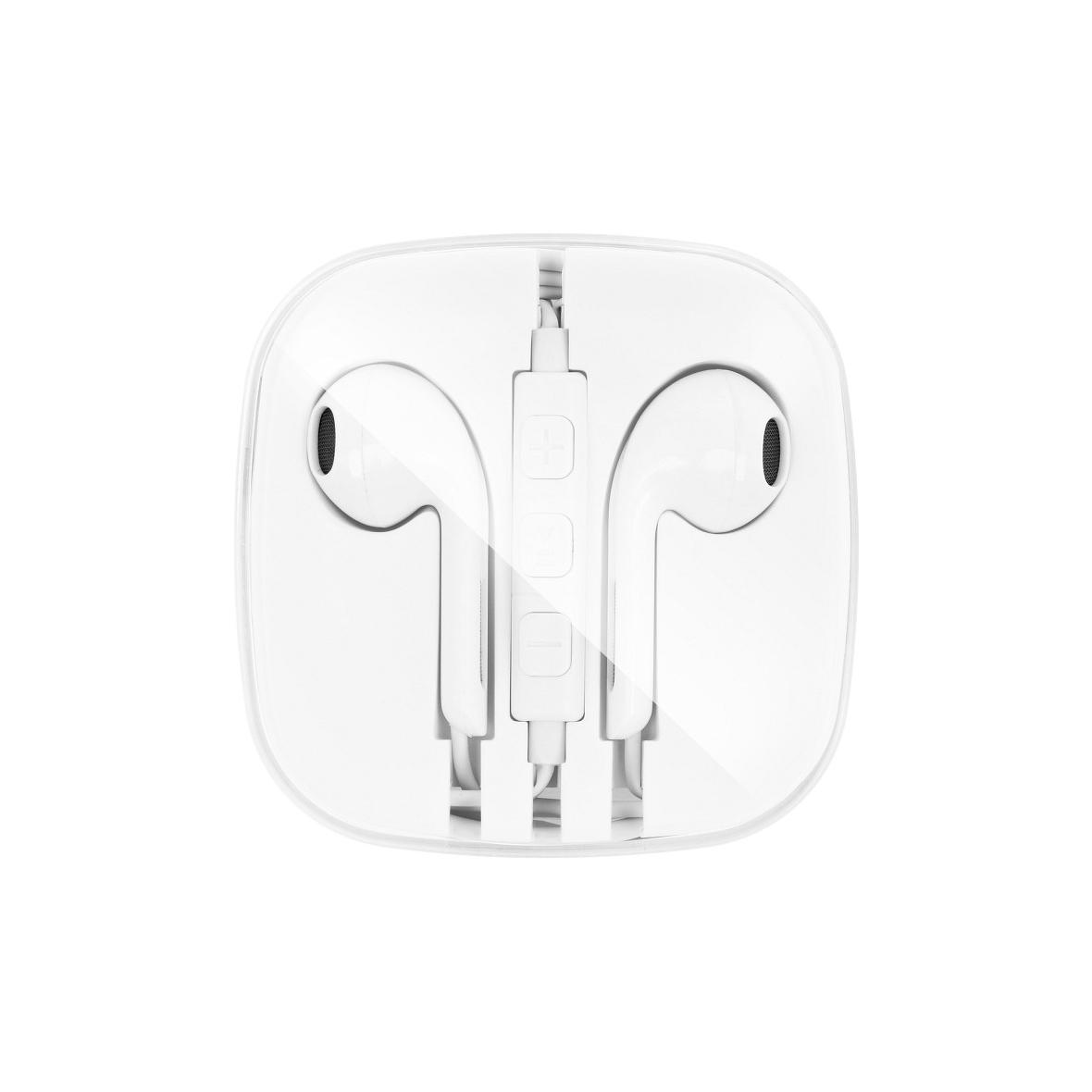 Słuchawki przewodowe Jack 3,5 mm z mikrofonem kompatybilne z IPHONE NEW BOX HR-ME25 białe