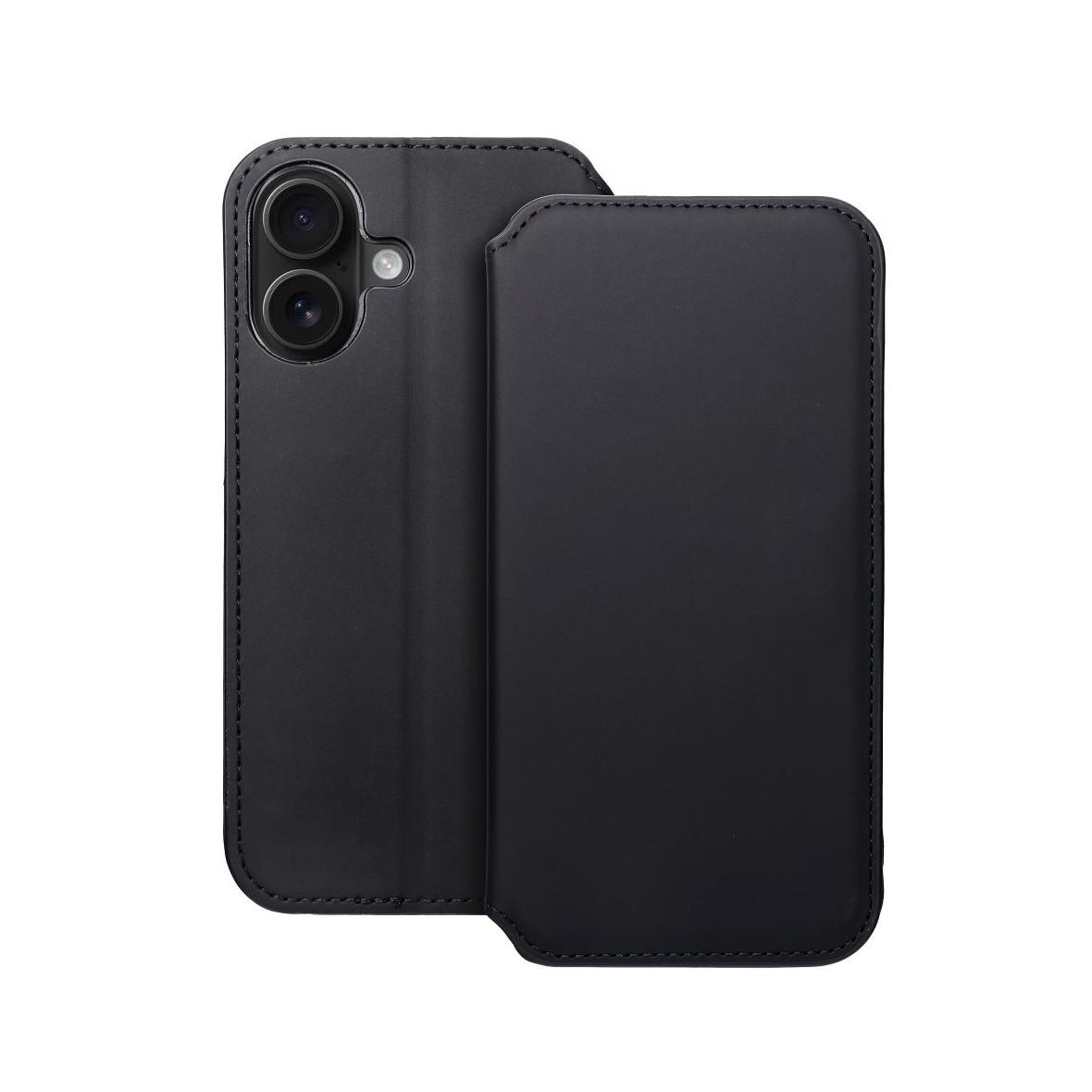 Etui z klapką na iPhone 16 Dual Pocket Book czarne