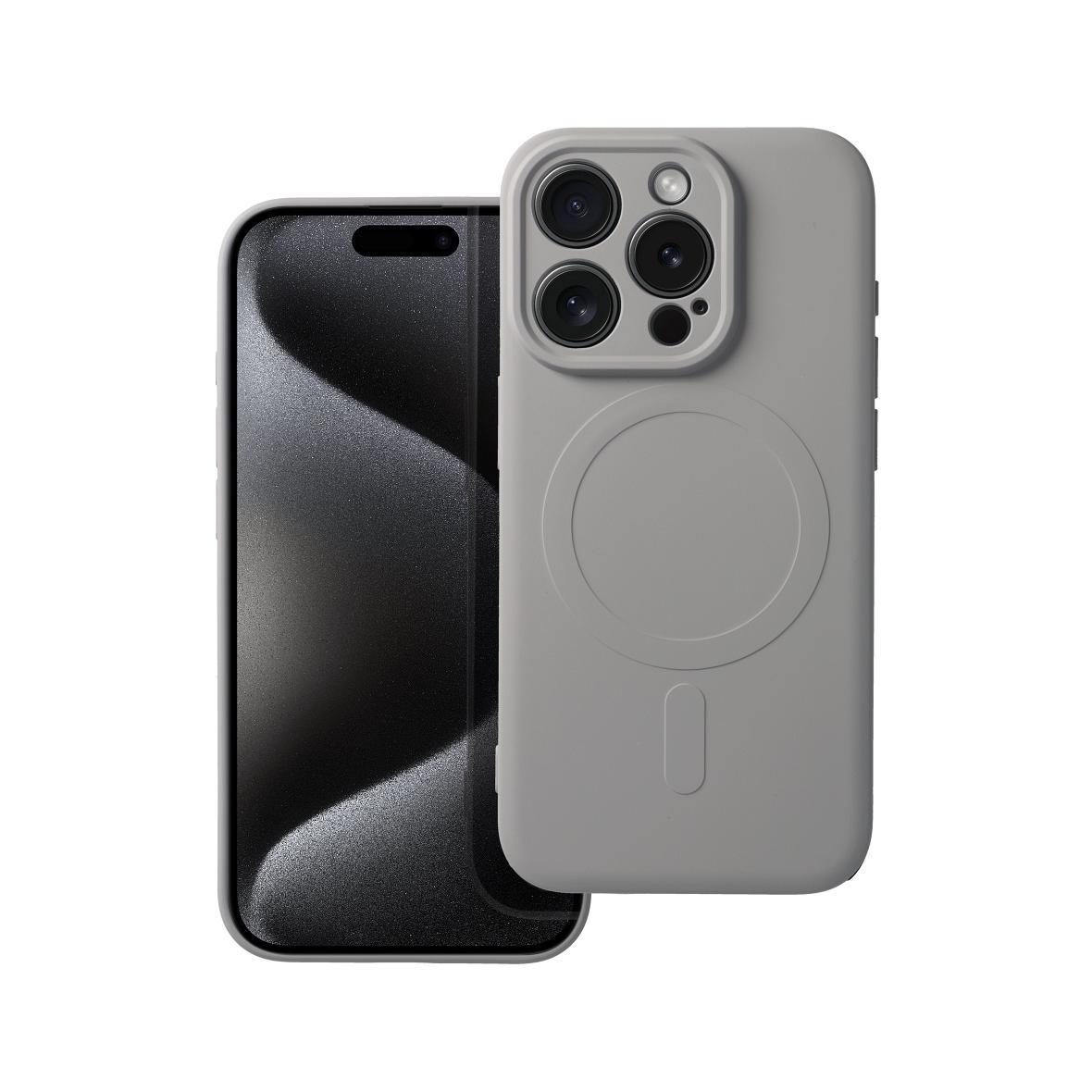 Futerał do iPhone 15 PRO Silicone Mag Cover zgodny z MagSafe tytanowy szary