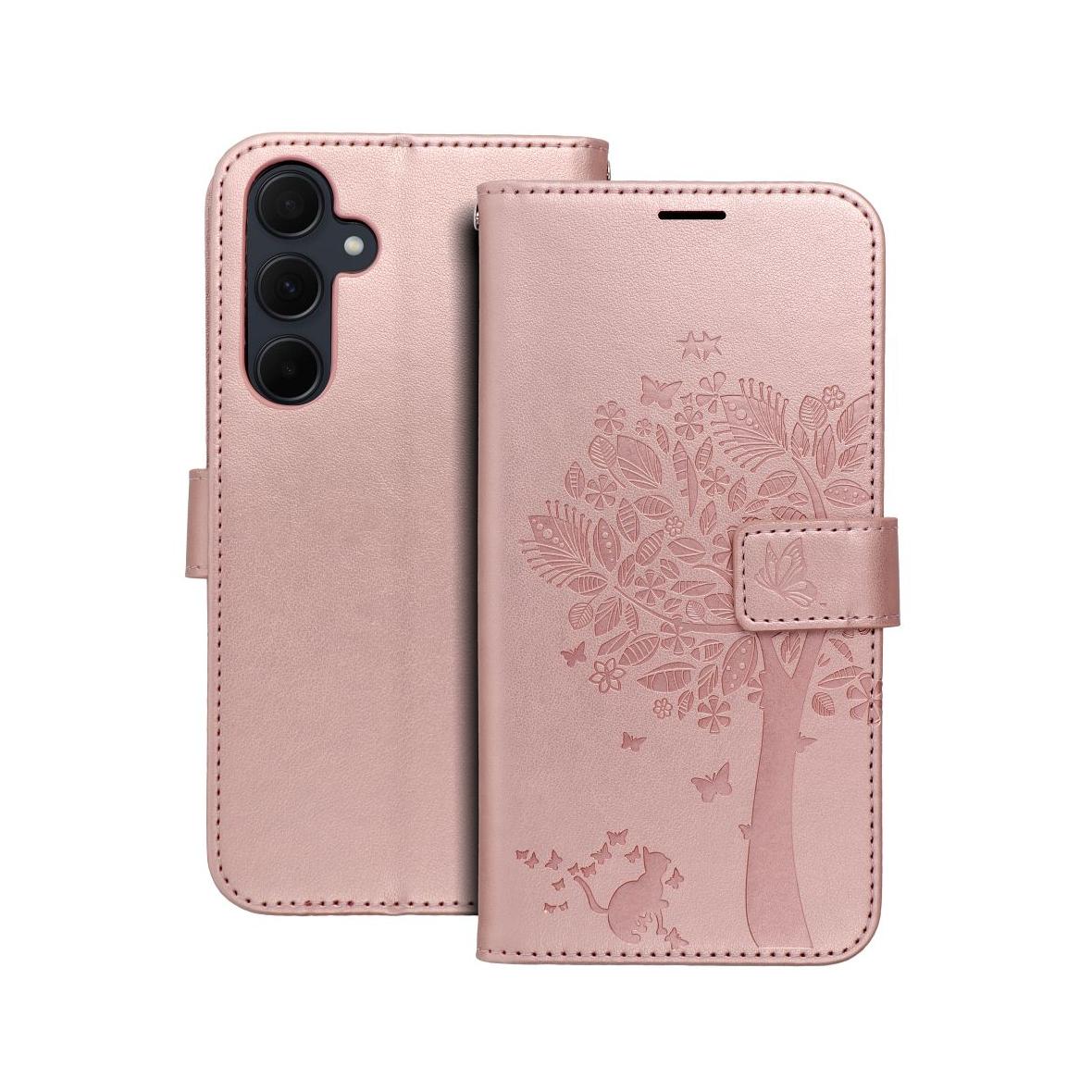 Etui z klapką na Samsung A35 5G Mezzo Book drzewo złoto-różowe