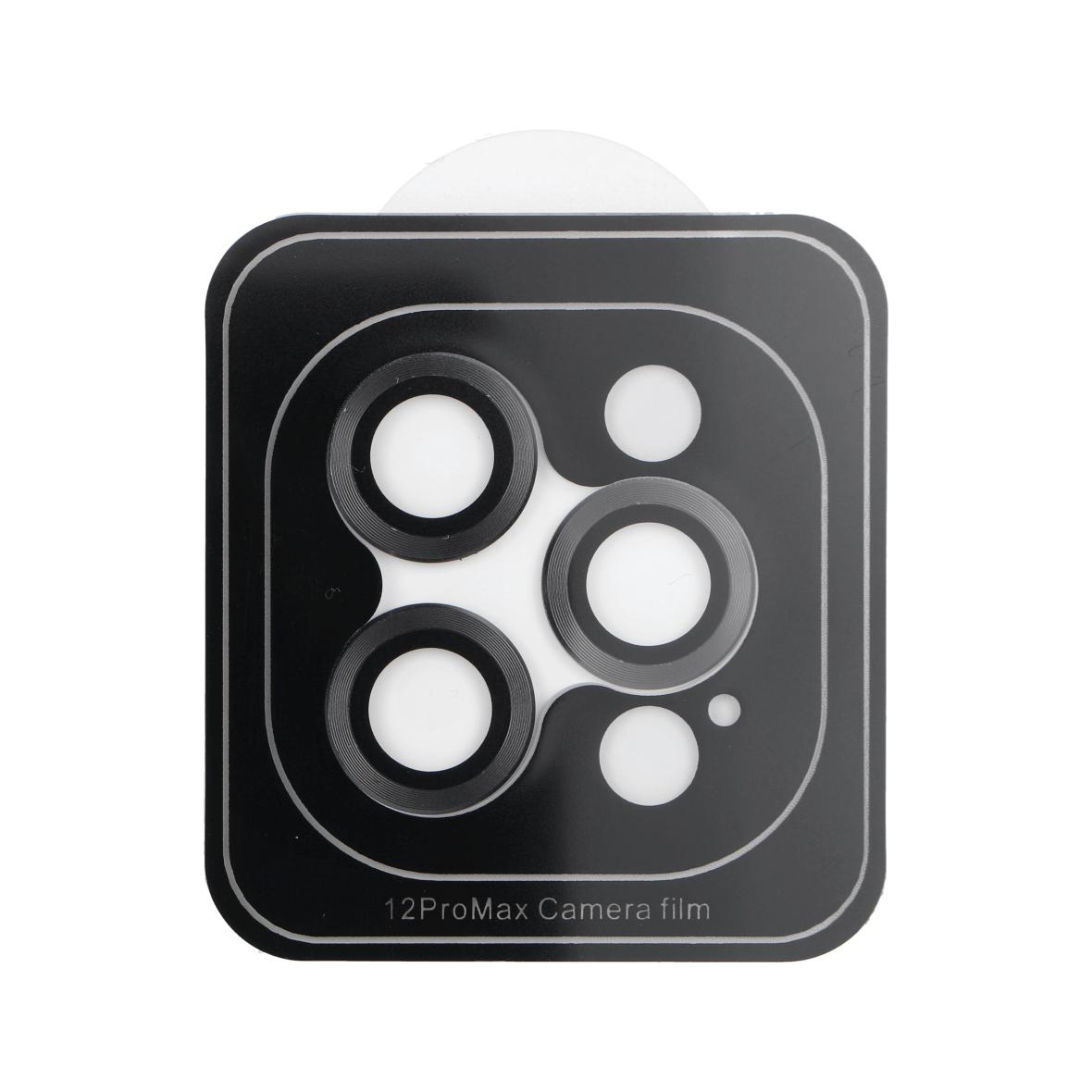 Osłona aparatu PROTECTOR 9H + aplikator do IPHONE 12 PRO MAX czarna