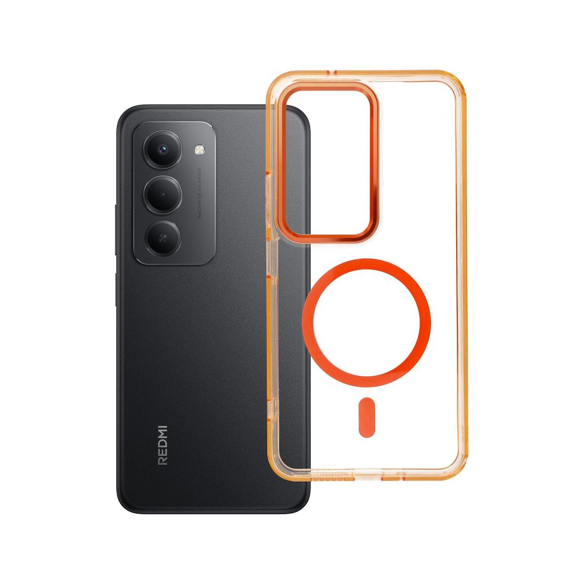 Futerał do Xiaomi Redmi 15 Frame Clear Hybrid Mag Cover zgodny z MagSafe pomarańczowy