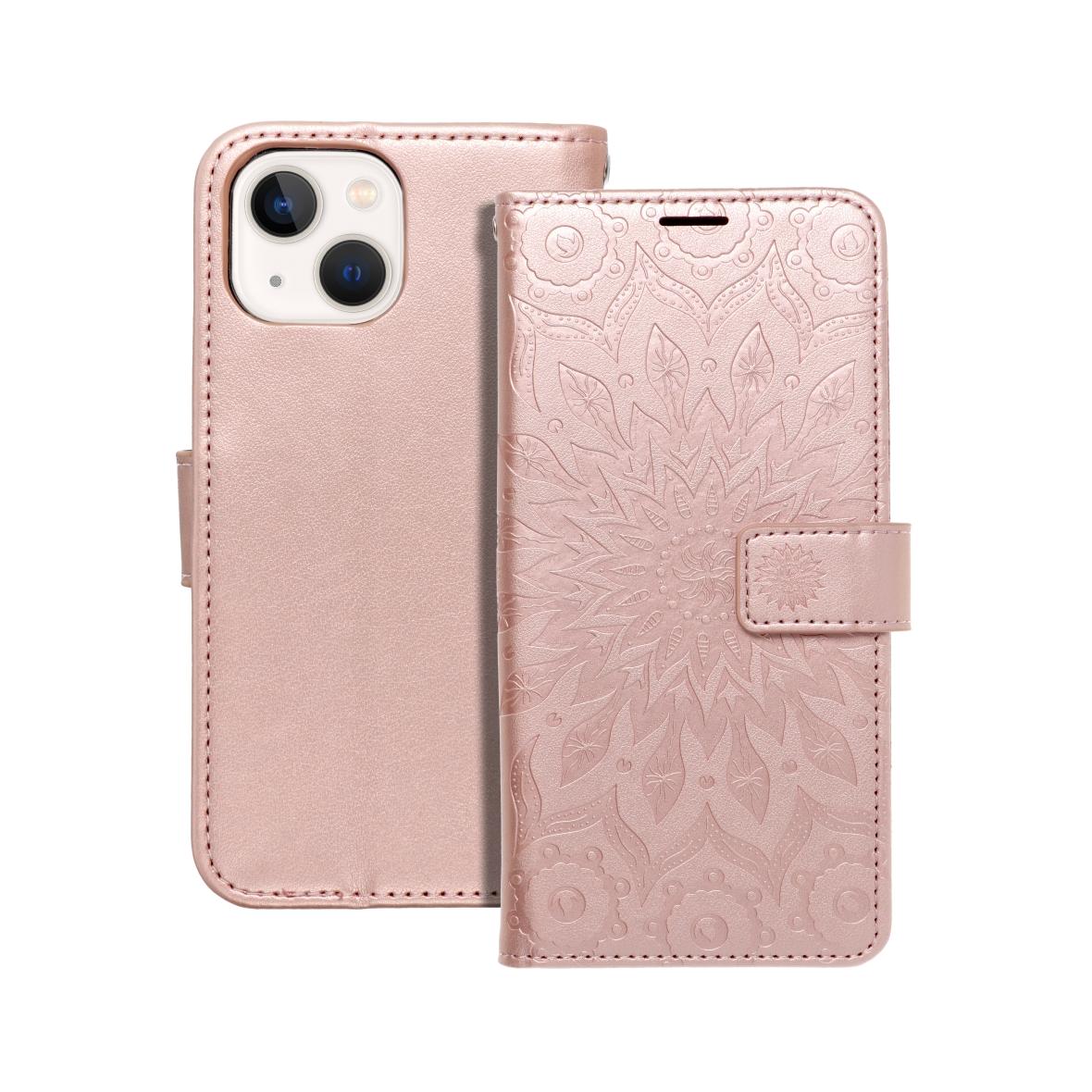 Etui z klapką na iPhone 13 MINI Mezzo Book mandala złoto-różowe