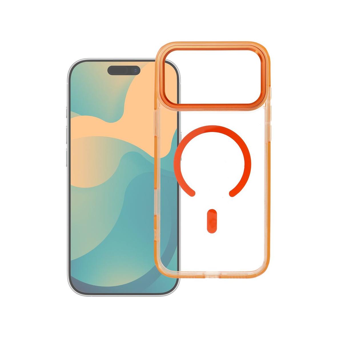 Futerał do iPhone 17 PRO MAX Frame Clear Hybrid Mag Cover zgodny z MagSafe pomarańczowy