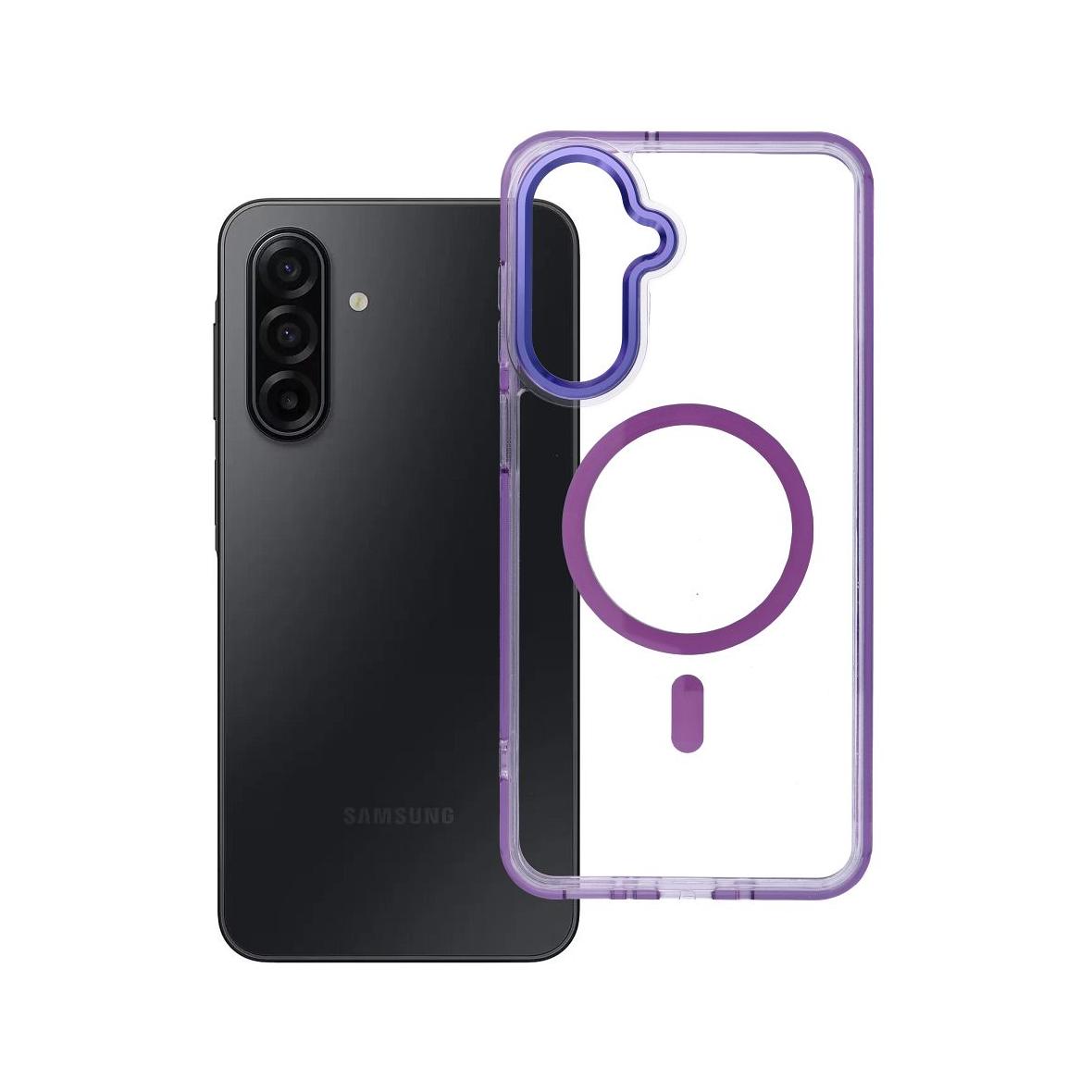 Futerał do Samsung A17 Frame Clear Hybrid Mag Cover zgodny z MagSafe fioletowy