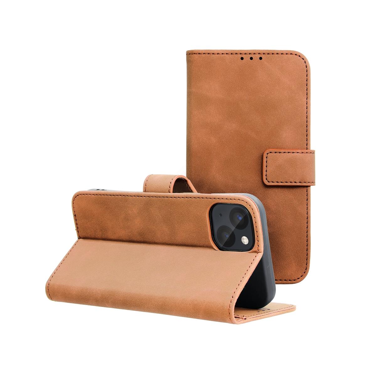 Etui z klapką na iPhone 14 Tender Book brązowe