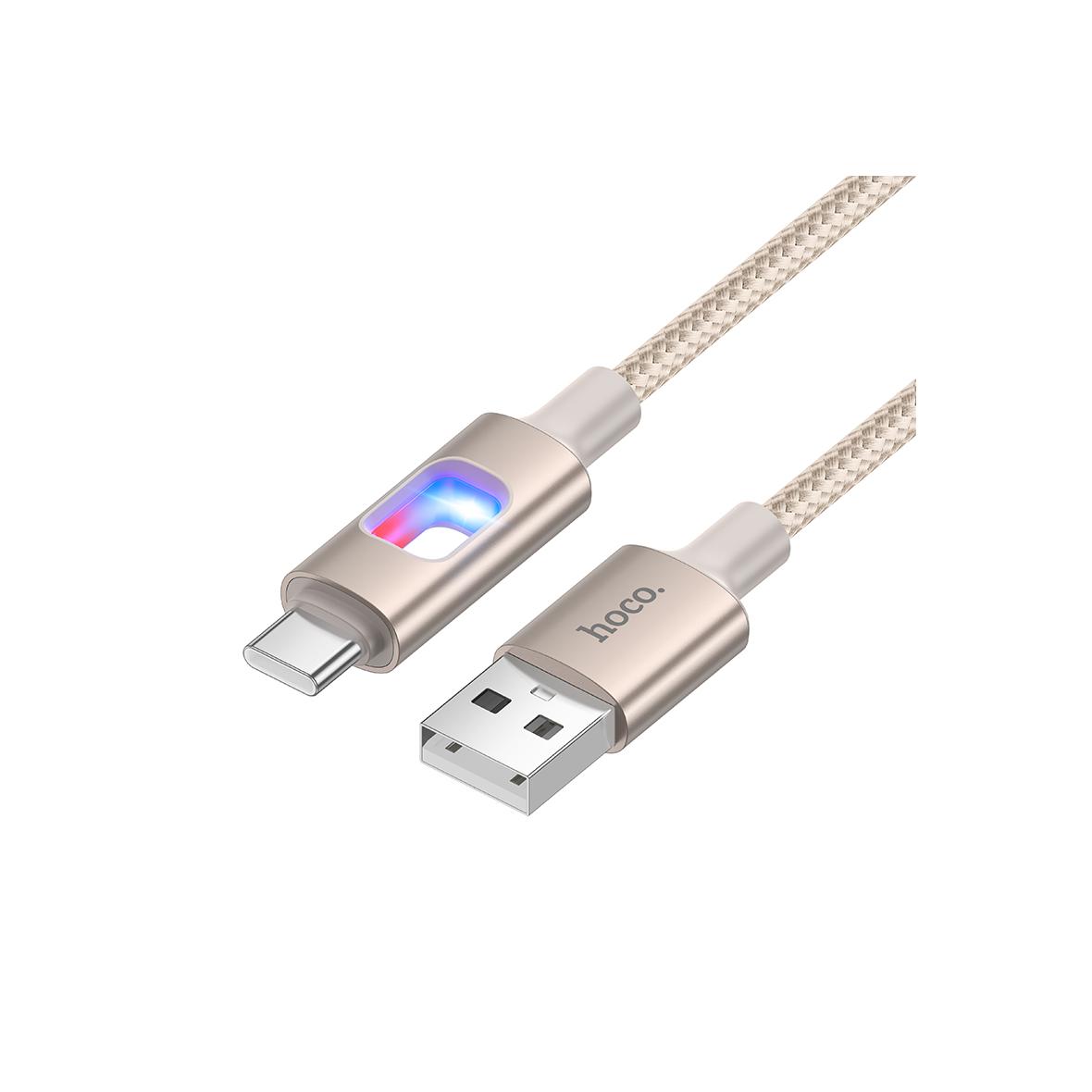 Kabel USB z diodami LED USB A do USB C Hoco 3A 1,2 m U144 biały