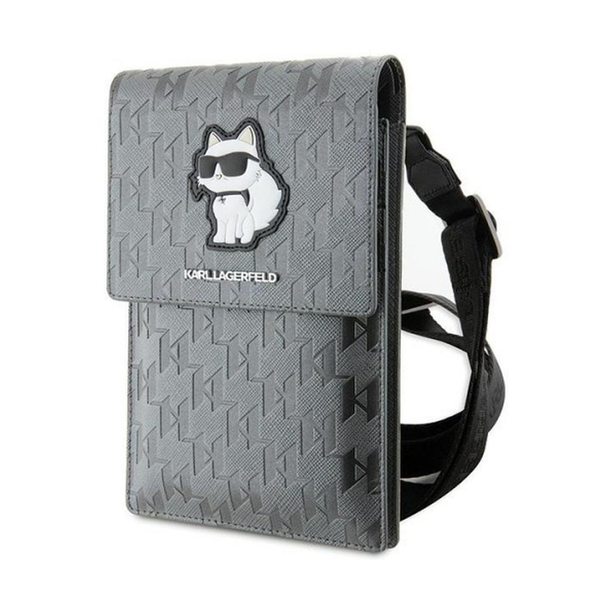 KARL LAGERFELD torebka uniwersalna na telefon KLWBSAKHPCG (Saffiano Mono Choupette) srebrny