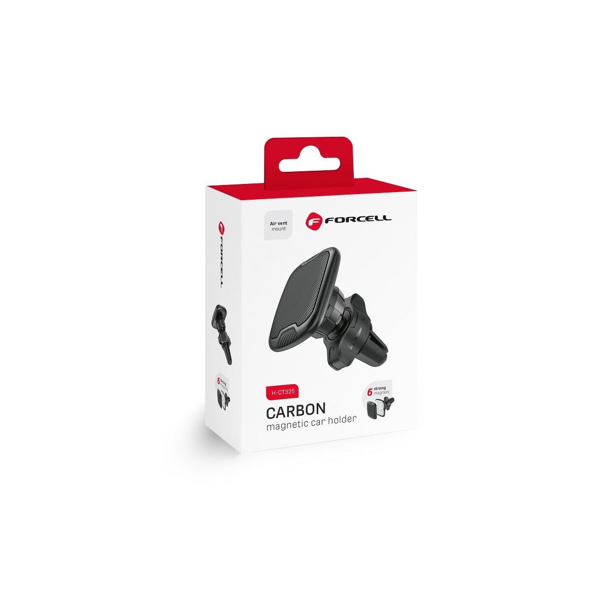 Uchwyt na telefon do samochodu magnetyczny Forcell F-Grip Carbon H-CT325 do kratki czarny