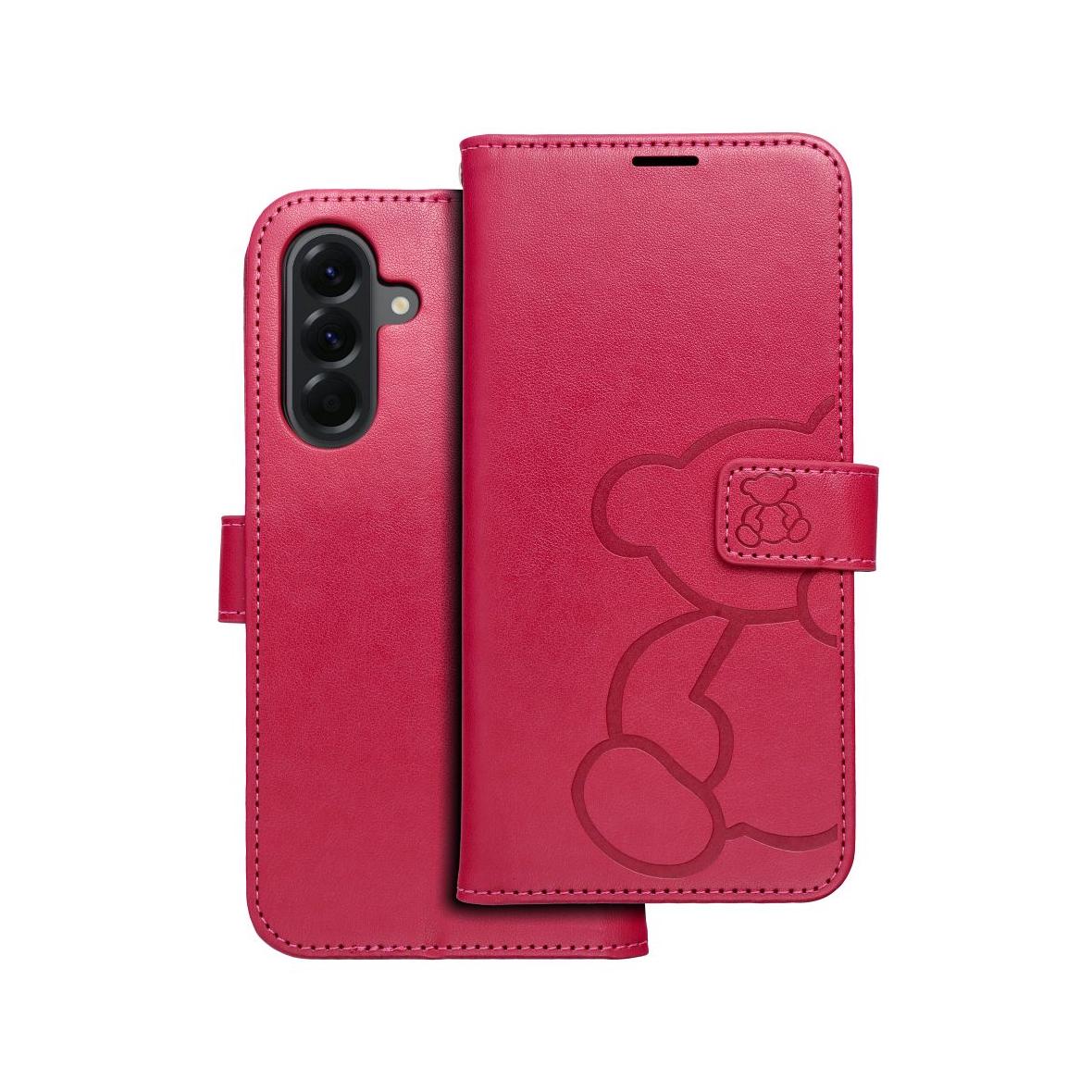 Etui z klapką na Samsung A56 5G Mezzo Book teddy bear magenta