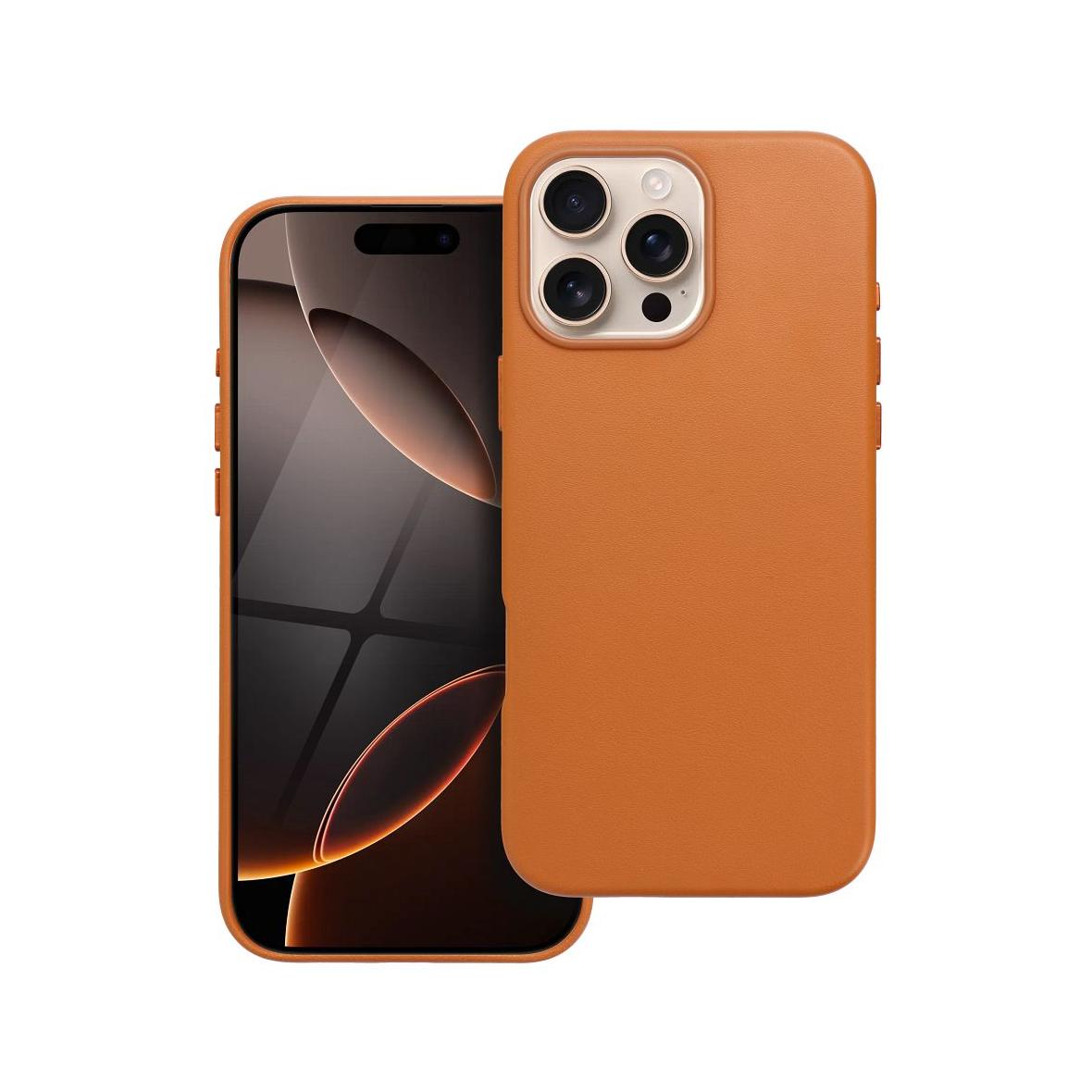 Futerał LEATHER MAG COVER kompatybilny z MagSafe do IPHONE 16 Pro Max pomarańczowy